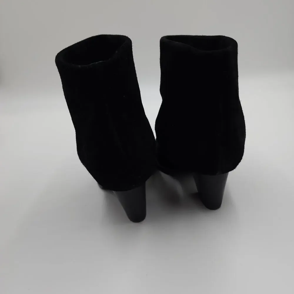 VINCE CAMUTO BRASS Black Suede Leather High Heel Ankle Fold Down Boots Size 6.5